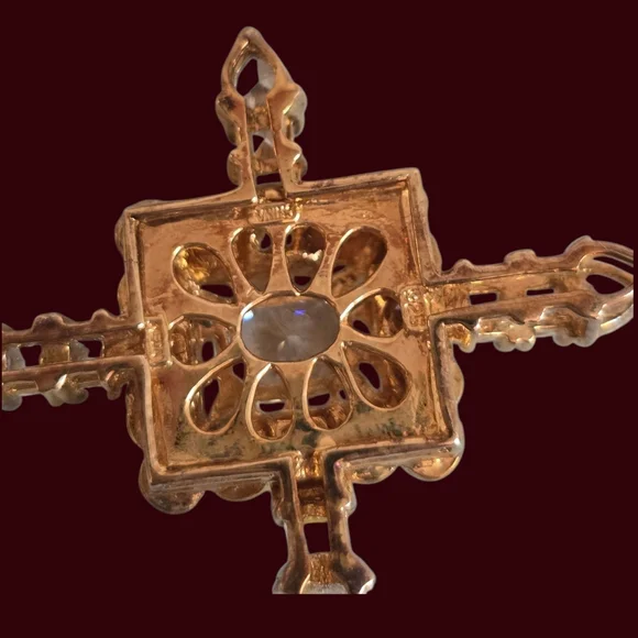 Victoria Wieck CZ Rhinestones Pendant & Locket Cross On Gold Vermeil/SS